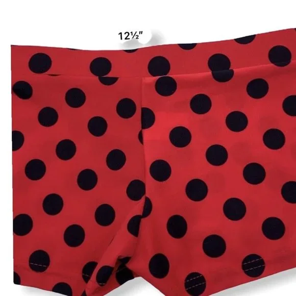 Womens Cheer Dance Boy Cut Hot Pants Black Red Polka Dots Low Rise Small New - Picture 3 of 7